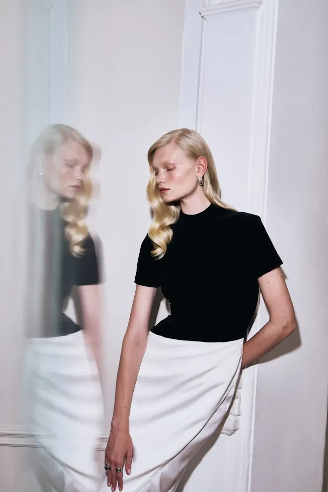 Селин миди (Celine midi), платье миди из черного кружева с юбкой из черного атласа