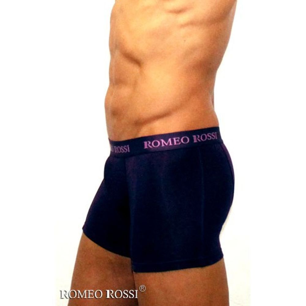 Мужские трусы боксеры удлиненные c резинкой Romeo Rossi баклажановые RR7001-05
