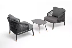 "Верона" лаунж-зона 5-местная плетеная из роупа (веревки), каркас алюминиевый темно-серый, роуп темно-серый