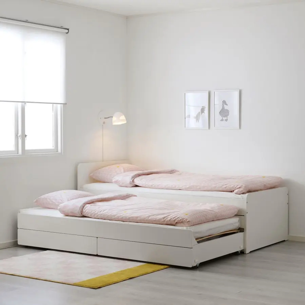 Кровать одноярусная - IKEA SLÄKT/LURÖY/ SLАKT/LURОY/СЛЭКТ/ЛУРОЙ ИКЕА  , 90x200 см, белый