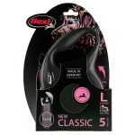 Flexi New Classic L 5м до 50кг поводок-рулетка РЕМЕНЬ, ЧЁРНЫЙ 1/12