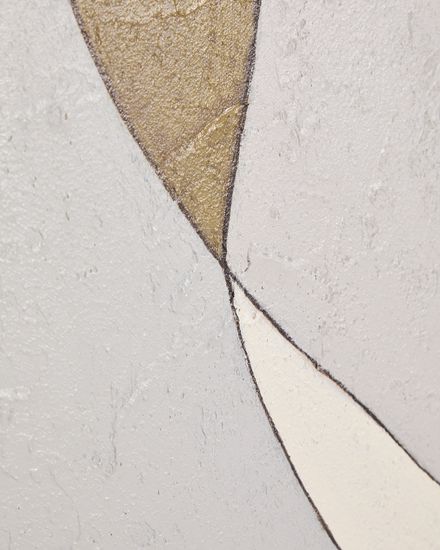 Абстрактный холст Marvilo серо-горчичного цвета 80 x 100 см