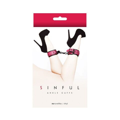 Розовые оковы на ноги Sinful Ankle Cuffs (Цвет: розовый с черным)