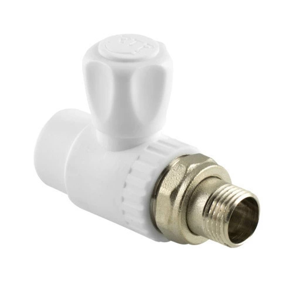 Кран шаровой для радиатора прямой PPR 25х3/4,  белый, РТП (27861)