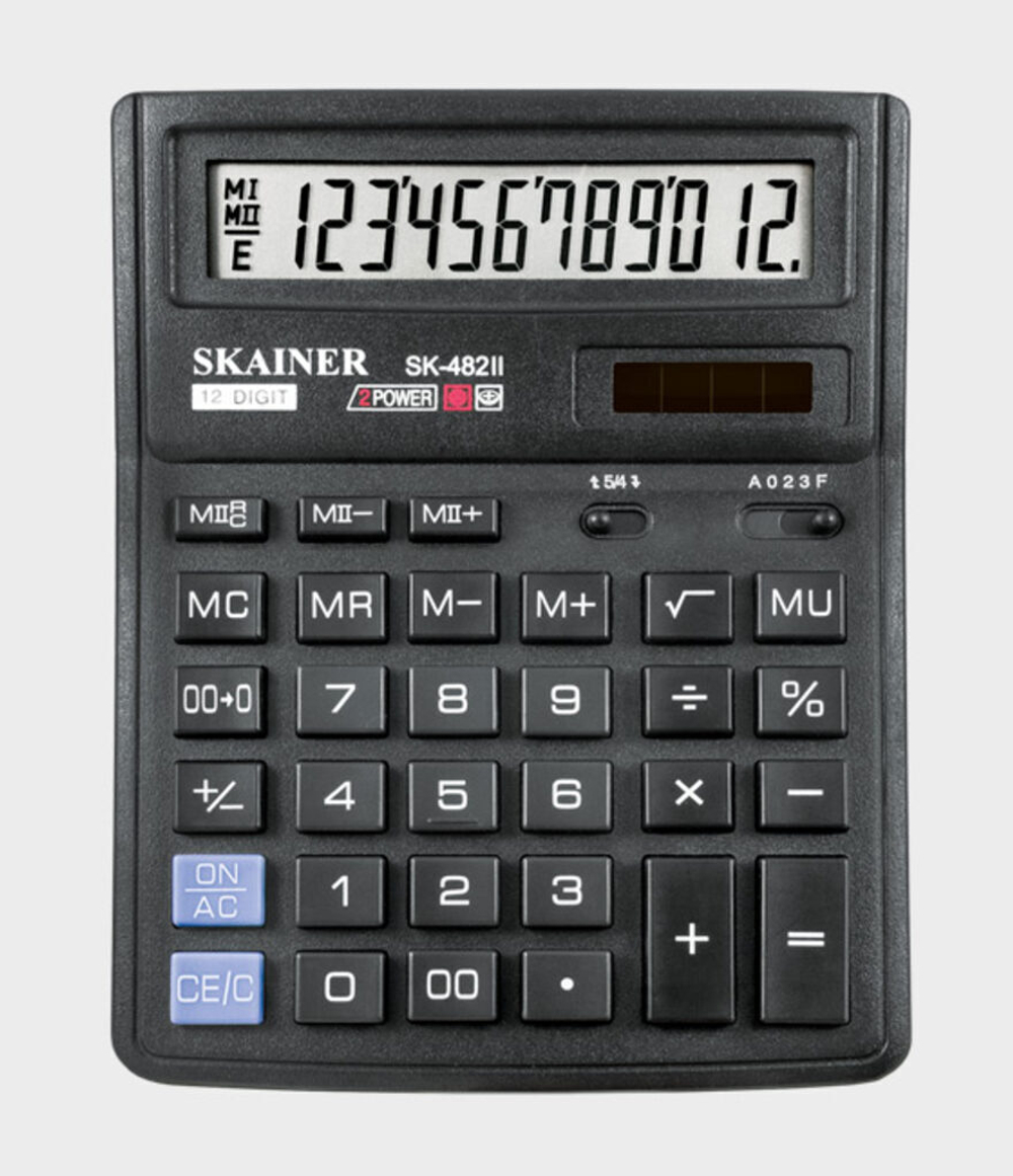 Калькулятор  12 разр. Skainer  настольный, двойное питание, черный SK-482II  (SDC-382)