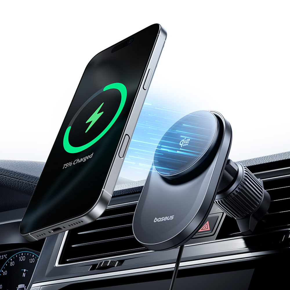 Автомобильный держатель с беспроводной зарядкой Baseus PrimeTrip VC2 Pro Cooling Magnetic Wireless Charging Car Mount Qi2.2 25W (MagSafe)
