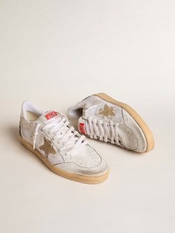 Men’s Ball Star LTD in white crackle leather and mesh with suede star