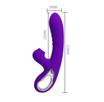 Фиолетовый вибратор Jersey с вакуумной стимуляцией - 21,8 см.