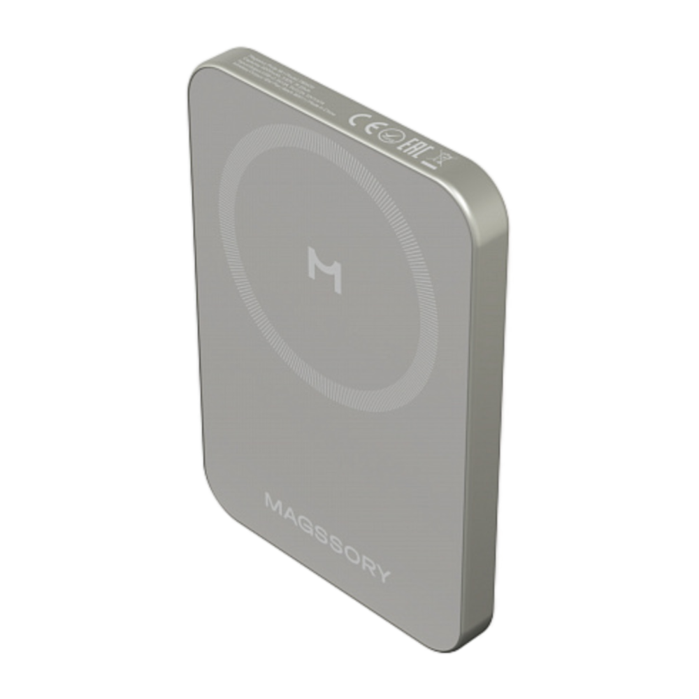 Внешний аккумулятор MagSafe Magssory Pride 5K (5000 мА·ч) Беспроводная зарядка: Qi 15 Вт. Проводная зарядка: USB-C. Есть LED-индикация, поддержка PD и внешний MagSafe. Энергоёмкость — 19,25 Вт·ч. Максимальная выходная мощность — 20 Вт