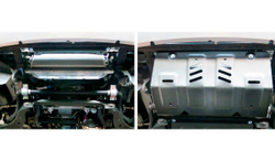 Защита радиатора Rival для Fiat Fullback (V - 2.4D) 2016-н.в./Mitsubishi L200 V (V - 2.4D) 2015-2019 2018-н.в./Mitsubishi Pajero Sport III (V - 2.4D; 3.0) 2016-2021 2021-н.в., штампованная, алюминий 6 мм, с крепежом, 2333.4046.1.6