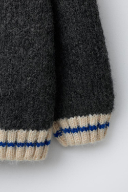 ZARA КАРДИГАН ИЗ СМЕСОВОЙ ШЕРСТИ С ЦИФРОВЫМ ПРИНТОМ, МАРЕНГО МЕЛАНЖ