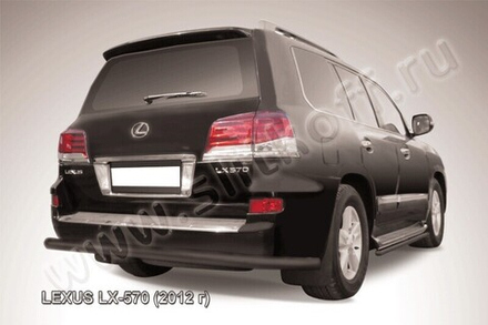 Защита заднего бампера (нержавейка) Lexus LX-570 (2012-2015) d76 (черный)