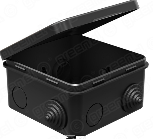 Коробка распределительная 80х80х50мм черная,7 вводов IP44 4 сальника