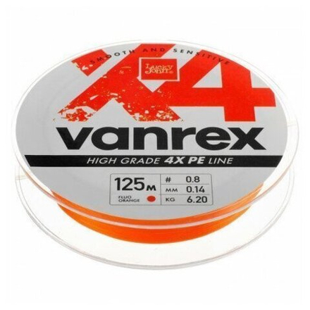 Леска плет.Lucky John Vanrex x4 BRAID Fluo Orange 125м 0,12мм