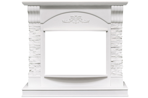 Каминокомплект Prague - Белый /Сланец белый с очагом Dioramic 25 LED FX