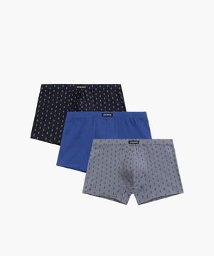 Трусы мужские боксеры (3шт), Atlantic 3MH-195, темно-синий + темно-голубой + серый