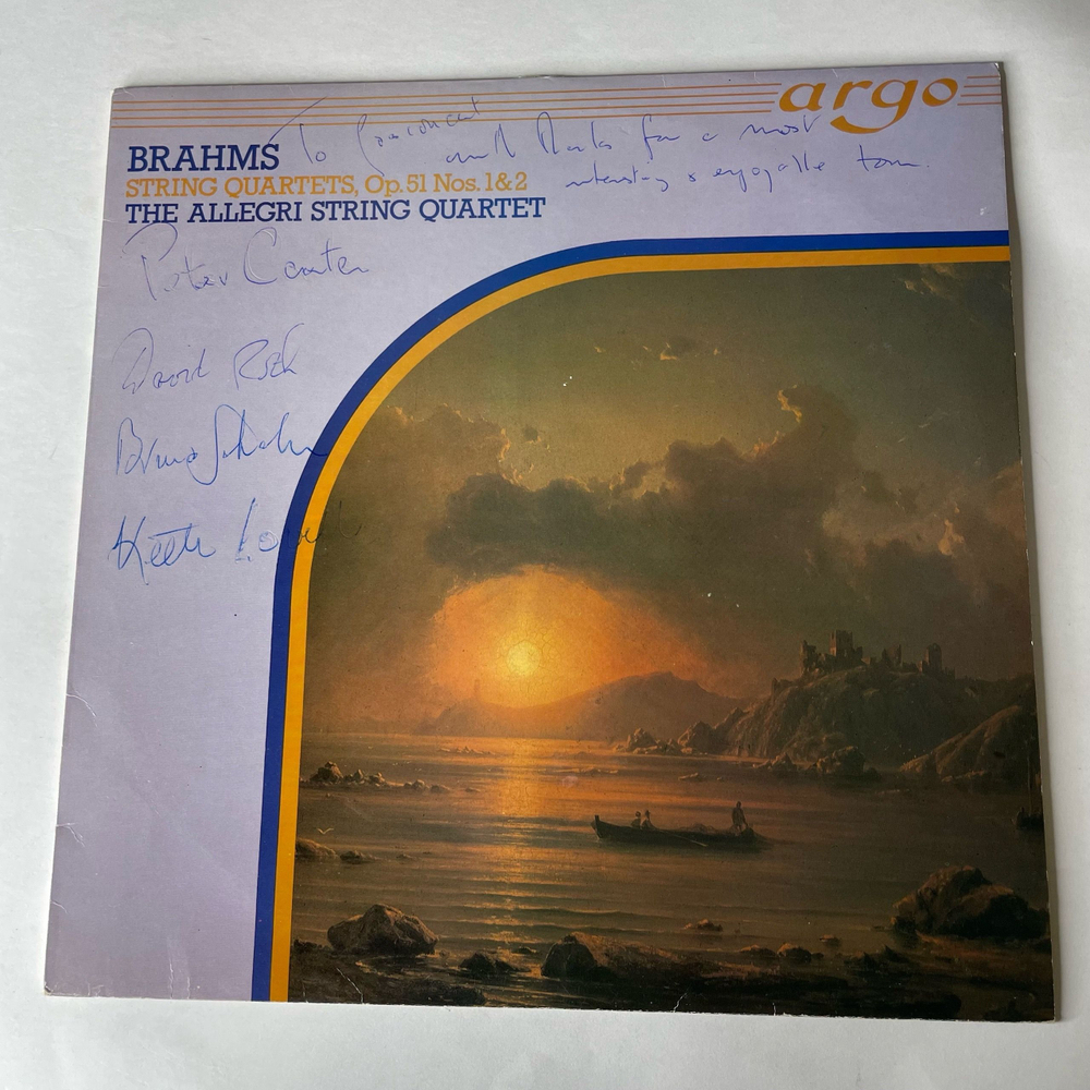 Винтажная виниловая пластинка LP Brahms Брамс, The Allegri String Quartet Струнный Квартет, String Quartets Op. 51 Nos. 1 and 2 (Англия 1980)