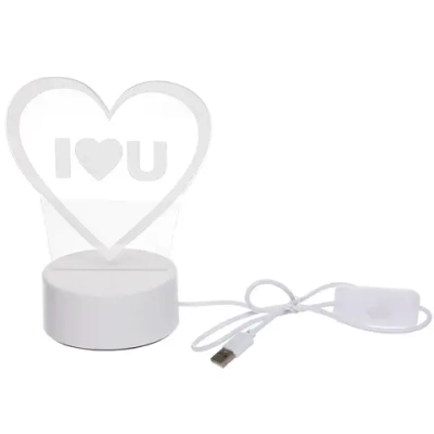 Светильник ночник «3D-Признание в любви» на пластиковой подставке, с включателем USB