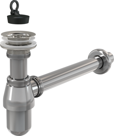 Сифон для умывальника ?32, цельнометаллический, с водосливом 5/4" Alca Plast A437