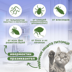 Антигельминтик спот-он АВЗ Диронет для кошек, 3 пипетки