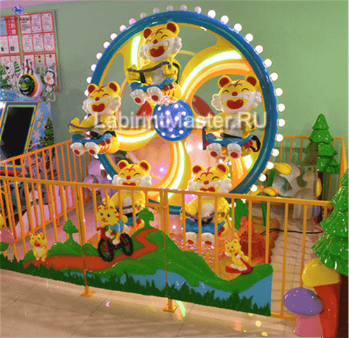 Электрическая Аттракцион карусель «Веселые тигрята», 3,6×2,8×2,7 м