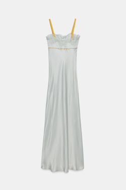 ZARA ДЛИННОЕ КРУЖЕВНОЕ ПЛАТЬЕ — ZW COLLECTION, ПАСТЕЛЬНО-СИНИЙ