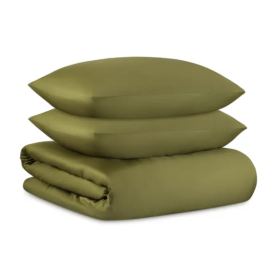 Комплект постельного белья из премиального сатина оливкового цвета из коллекции essential, 200х220 с