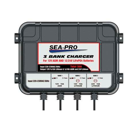 Зарядное устройство Sea-Pro TE4-0287B (1х12В AGM,  1х12В и 1х24В LiFePO4)