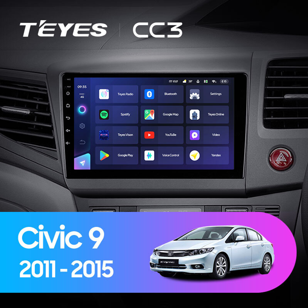 Teyes CC3 9" для Honda Civic 9 2011-2015 (прав)