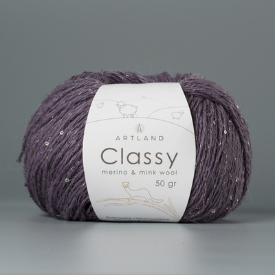 Classy, пряжа с люрексом и пайетками, шелк-5%, мериносовая шерсть-20%, нейлон-30%, норка-45%, 50 гр, 240 м, мокрый асфальт