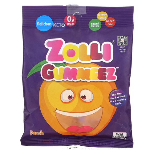 Zollipops, Zolli Gummeez, персик, 55 г (1,94 унции)