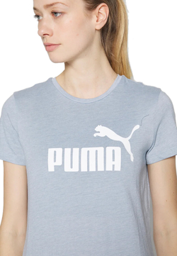 Женская теннисная футболка Puma ESS Logo Heather Tee - Blue
