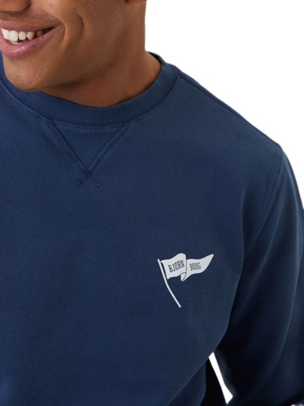 Мужская теннисная кофта Björn Borg Stockholm Crew - washed out blue