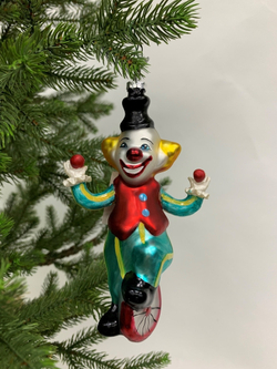 Елочная игрушка 9х4х14см House of Seasons Клоун на велосипеде голубой