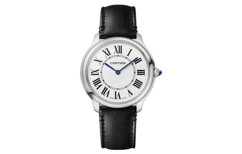 CARTIER RONDE DE Quartz Movement Unisex Wrist Watches 36mm Silver Dial Stainless Steel Case Non Animal Material Strap