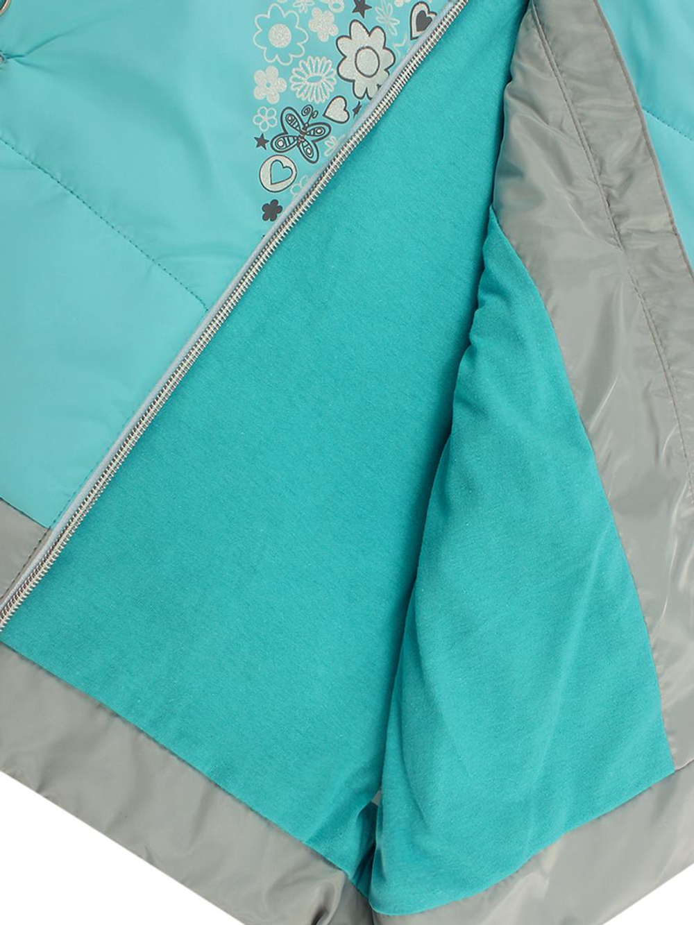 Куртка для девочек "Аглая" 30, 116р, небесный/серебро