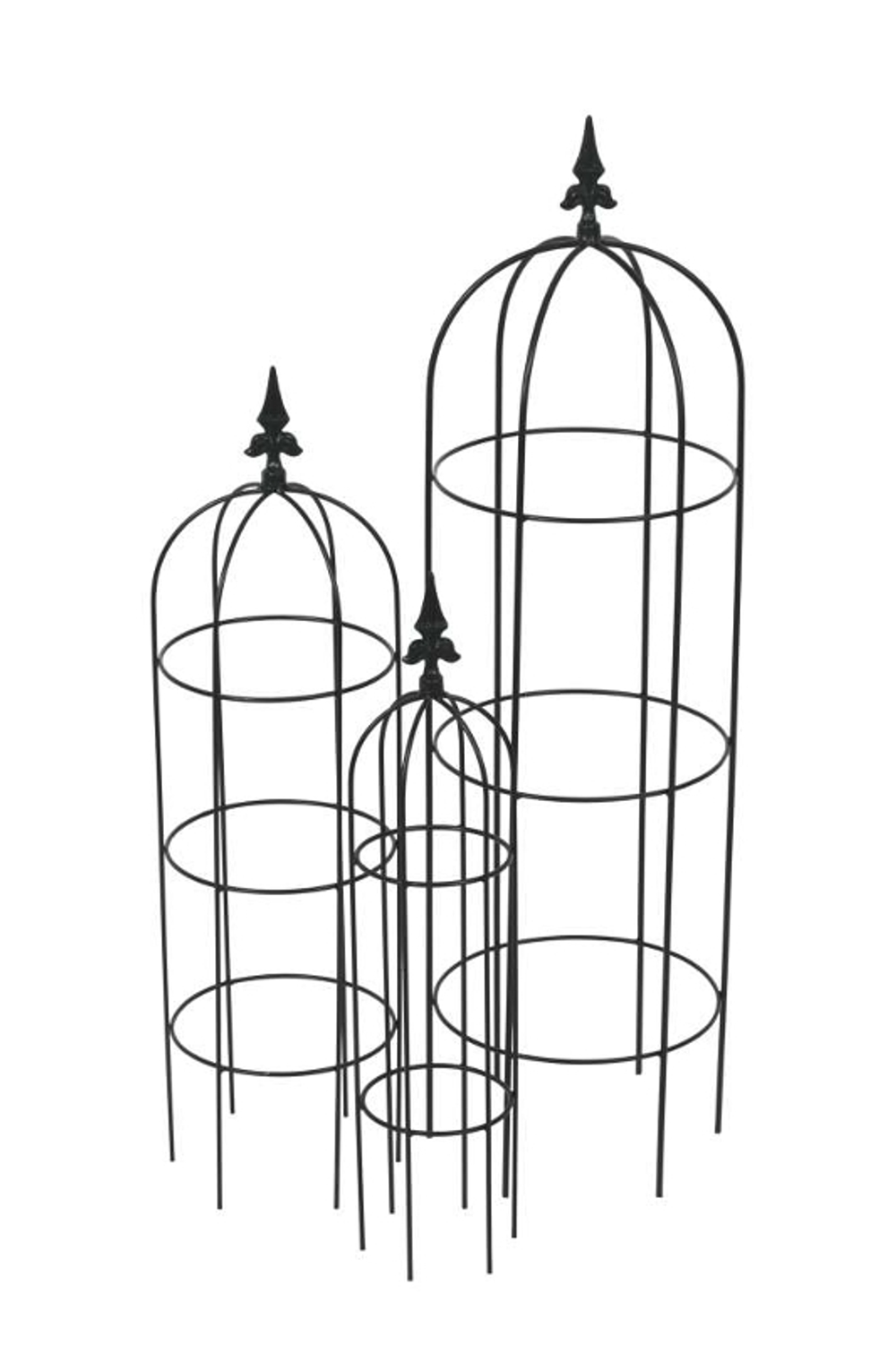 Набор из 3-х садовых опор "Гардения" зеленые 15x55см / 22,5x79см / 29,5x100см