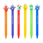 Ручка гелевая, пиши-стирай, автоматическая, Basir, синие чернила, серия "Ночные монстрики", с игрушкой, 36 шт