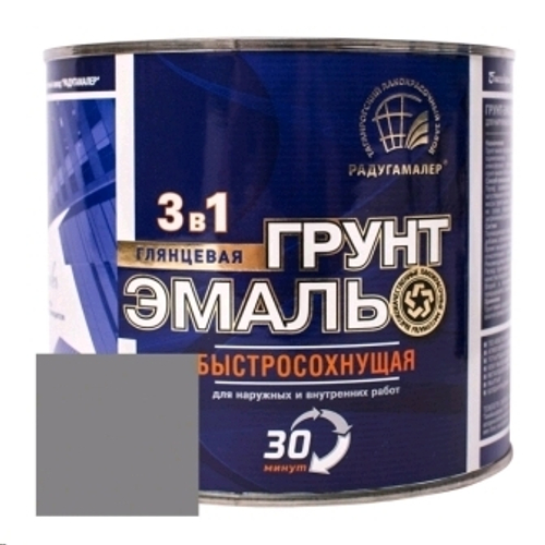 Грунт-эмаль быстросохнущая черная 0,9 кг РАДУГА