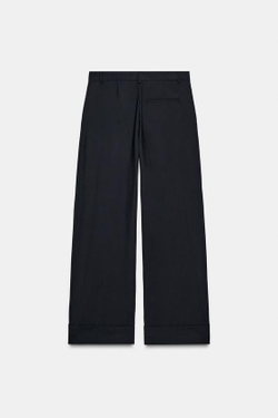 ZARA БРЮКИ ИЗ 100% ШЕРСТИ — ZW COLLECTION, МОРСКОЙ ТЕМНО-СИНИЙ