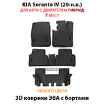 Автомобильные коврики ЭВА с бортами для KIA Sorento IV (20-н.в.) на 3 ряда