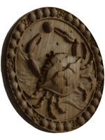 Панно Знаки Зодиака "Рак" резное из массива дуба. Размер (диаметр) 14см.
