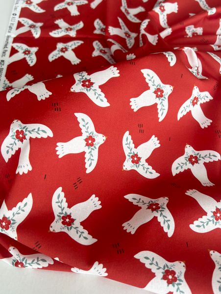 БЕЛЫЕ ПТИЧКИ НА КРАСНОМ, 100% хлопок 4