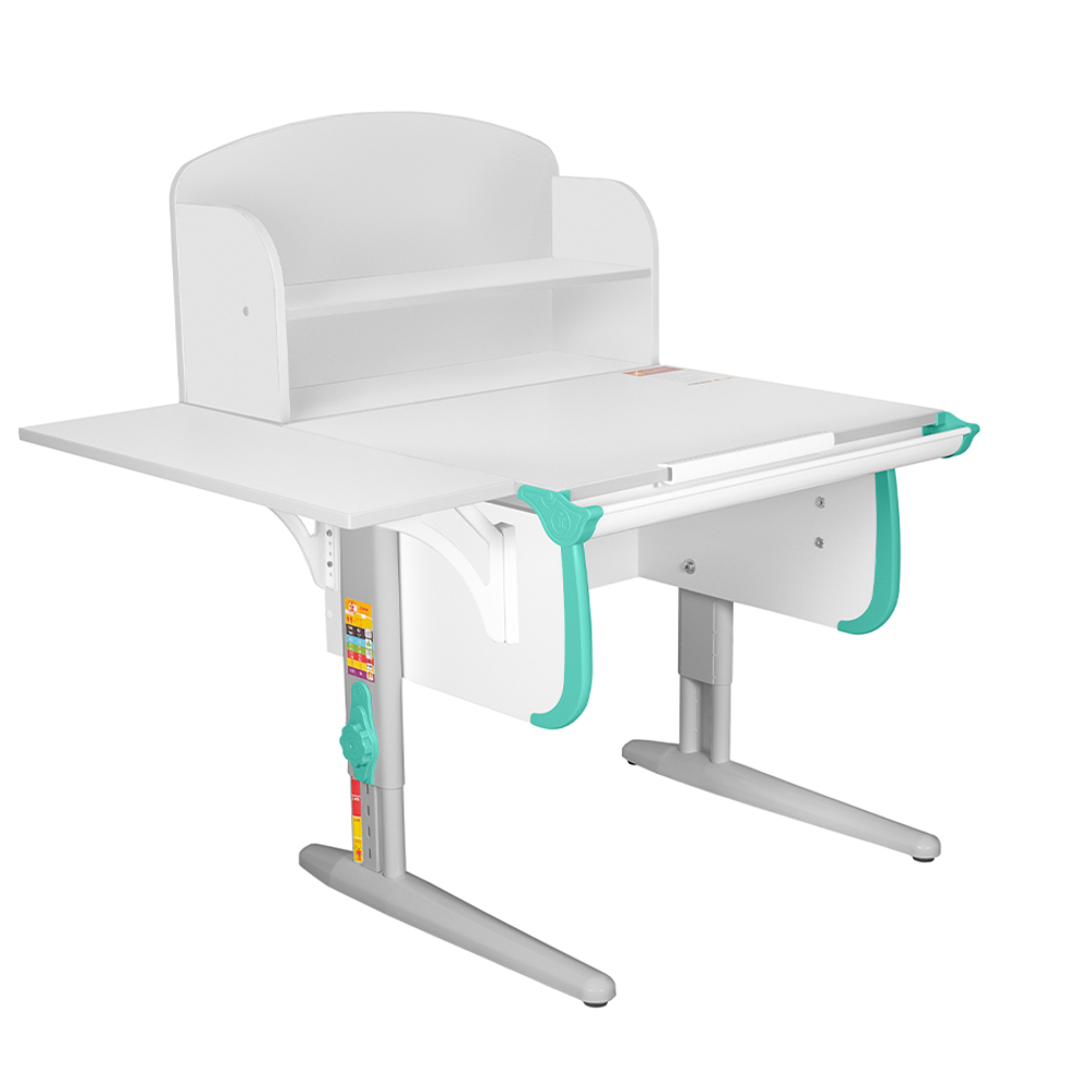 Растущая парта Дэми СУТ 24 с задней закрытой полкой СУТ.34.360 и боковой полкой СУТ.24.230 (1020×880 мм)