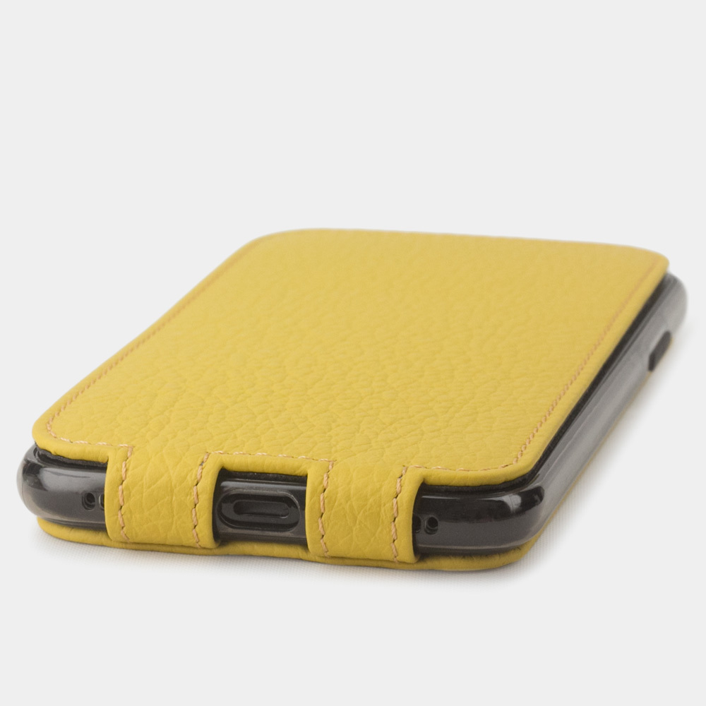 Чехол для iPhone X/XS из натуральной кожи теленка, желтого цвета
