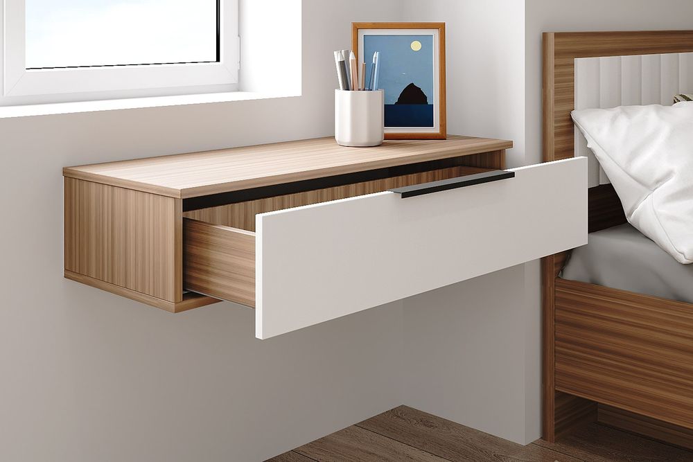 МС Роза Подвесная тумба 900.2 Орех Франклин/Ройс Белый скин