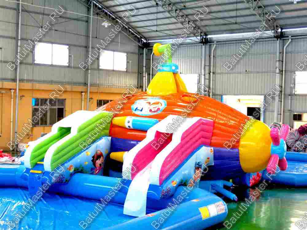 Надувной назменый аквапарк «Субмарина», 20*9*4,5 м с двумя бассейнами