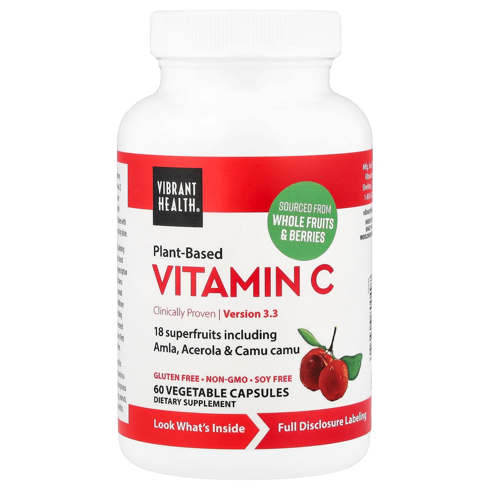 Vibrant Health, растительный витамин C, 60 растительных капсул