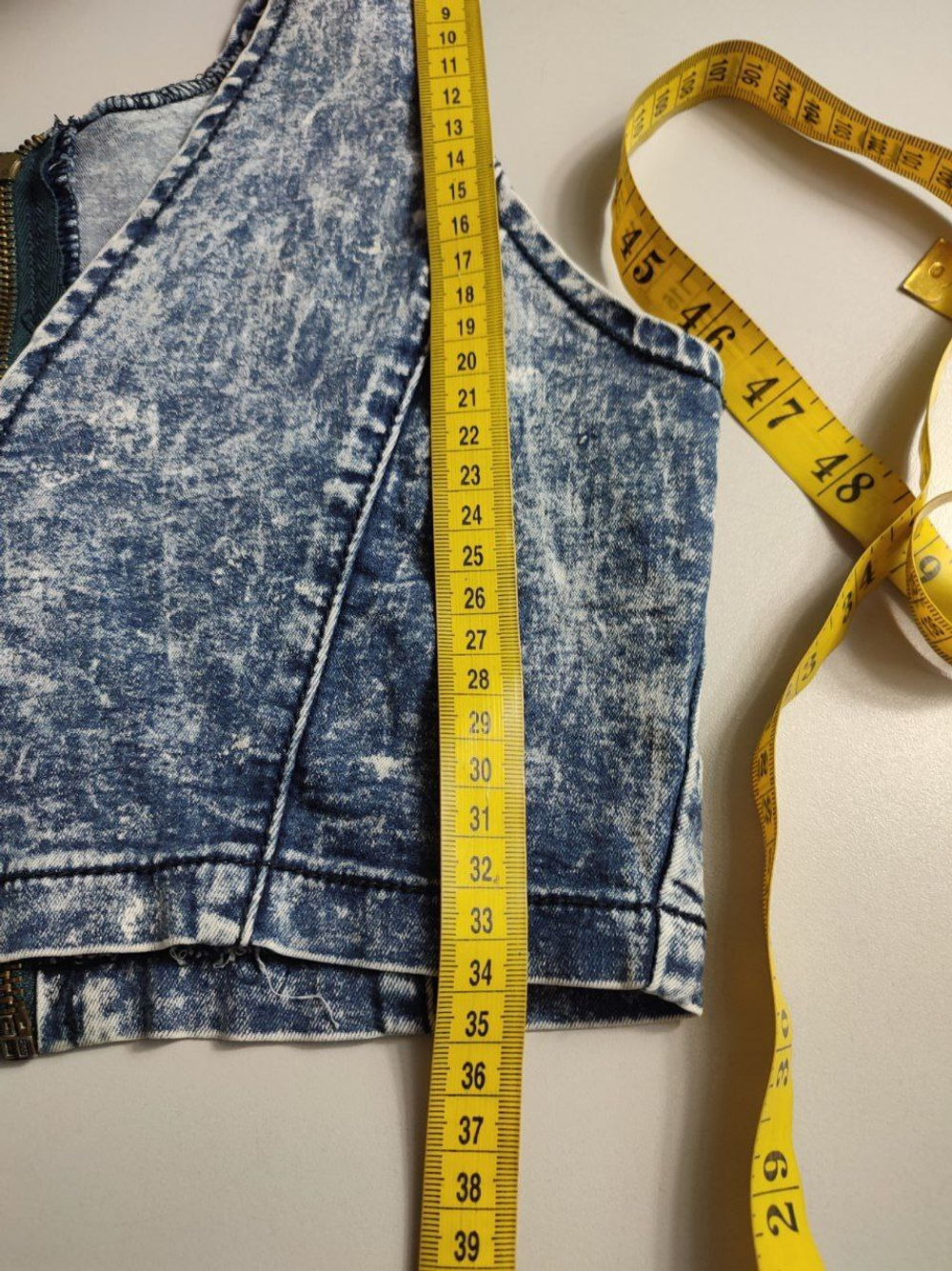 Топ джинсовый, маркировка S, визуально на 44 размер