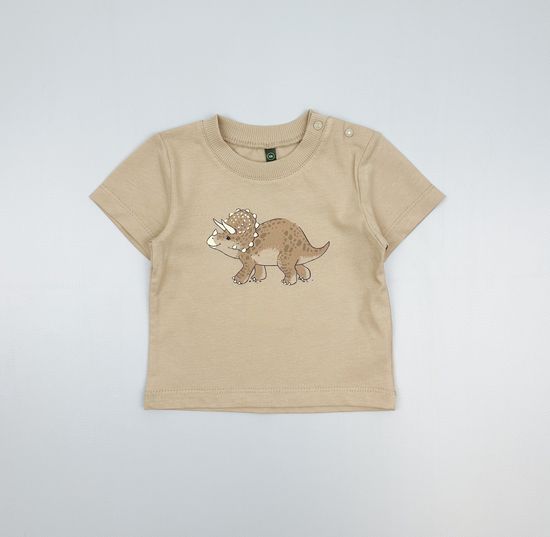 Футболка хлопковая "Динозавры" темно-бежевая